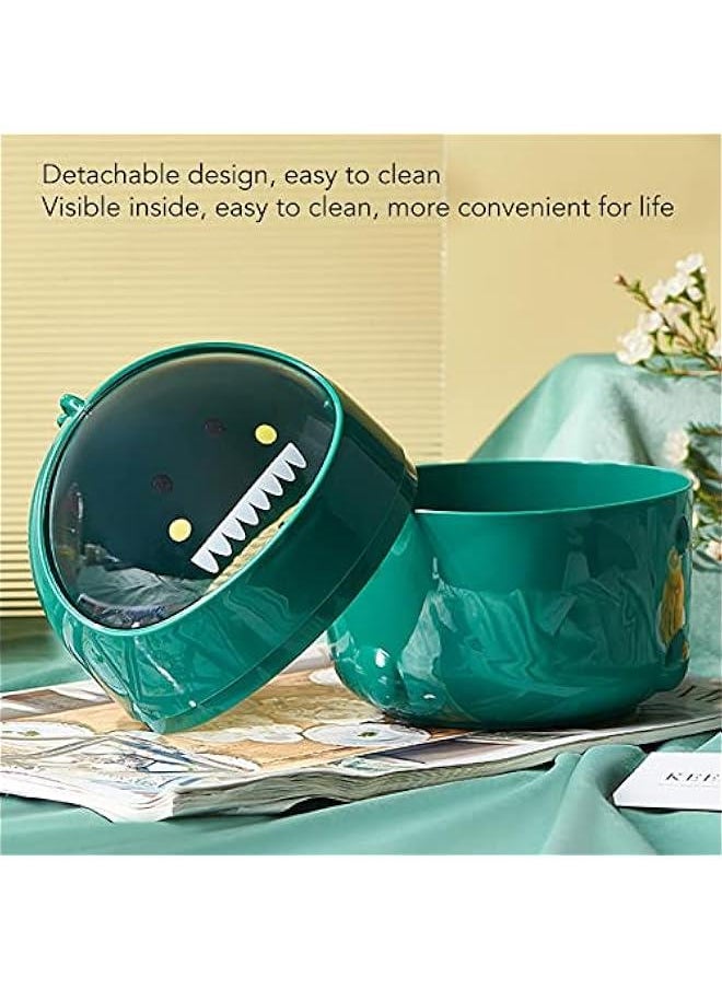 OCTOBER - Desktop Trash Can, Baby Dinosaur Cute Mini Desktop Trash Large Mouth Detachable Design Nonslip Bottom Plastic Mini Trash Can Trash Can for Office Desktop Coffee (Green - Image 1