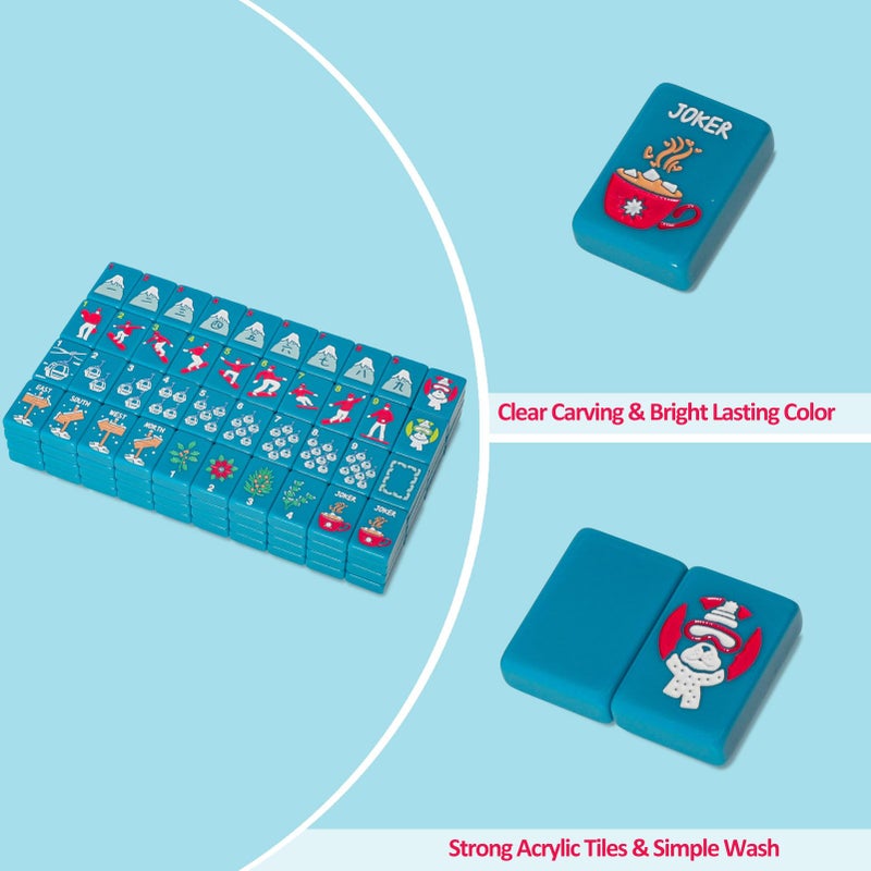 Jongyance American Mahjong Tile Set with Carrying Bag and Accessories, 160 Acrylic Engraved Mahjong Tiles - Image 5