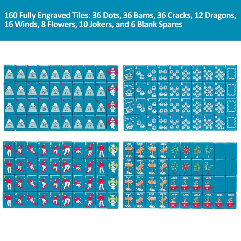 Jongyance American Mahjong Tile Set with Carrying Bag and Accessories, 160 Acrylic Engraved Mahjong Tiles - Image 4