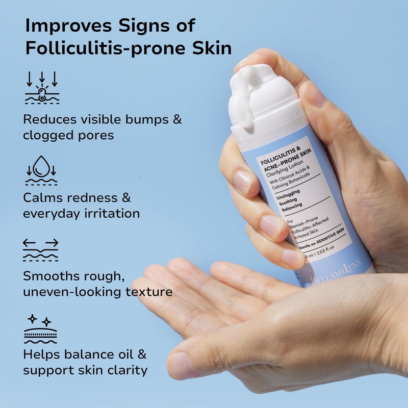 BellamiLuxx Folliculitis Acne Lotion for Body: Helps Reduce Itch, Redness, Body Acne, Bumps & Uneven Texture with Salicylic & Glycolic Acid + Botanicals - Gentle Care for Folliculitis-Prone Skin - Image 3
