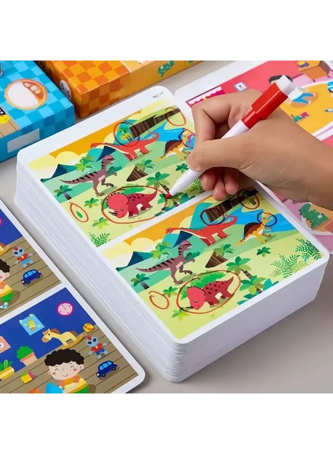 32 Card Memory And Observation Game Set With Erasable Pens Reusable Interactive Learning For Children Color Coding Matching Activity Animals Objects Numbers Educational Puzzle Book HL ZTKP2 4 - Image 2