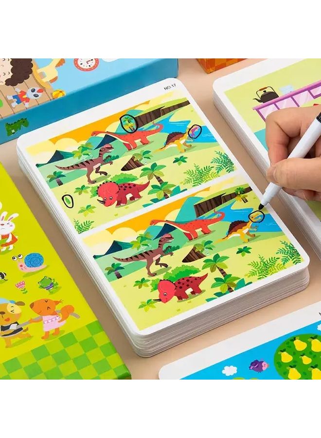 32 Card Memory And Observation Game Set With Erasable Pens Reusable Interactive Learning For Children Color Coding Matching Activity Animals Objects Numbers Educational Puzzle Book HL ZTKP2 4 - Image 5