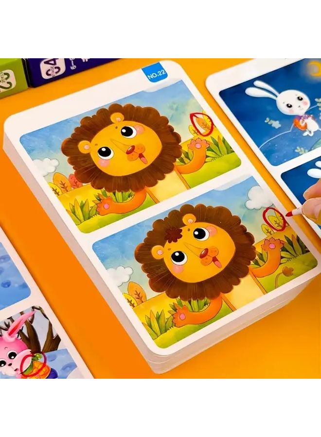 32 Card Memory And Observation Game Set With Erasable Pens Reusable Interactive Learning For Children Color Coding Matching Activity Animals Objects Numbers Educational Puzzle Book HL ZTKP2 4 - Image 1