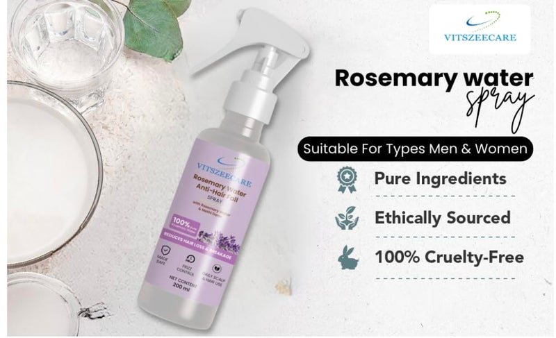 VITSZEECARE Rosemary water spray 200ml for hair growth Rosemary Hair Mist Shine Reduce Hairfall Strengthens Hair Suitable For All Hair Types Men & Women - Image 2