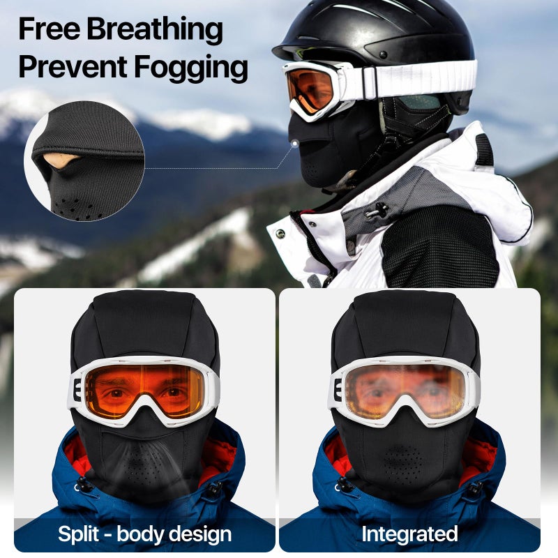 Aicall Balaclava Ski Mask Anti-Fogging Windproof and Breathable Thermal Face Mask for Men Women Cold Weather Winter Gear for Outdoor Sports(Jet Black L) - Image 2
