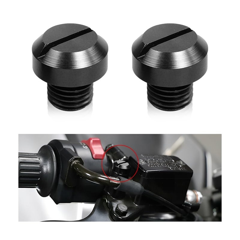 zipelo Motorcycle Mirror Screw 2 Pcs Mirror Hole Plugs for Motor Rearview Mirrors Blanking Motorcycle Decorative Accessories Aluminum Alloy Screws Plug RightLeftBlack