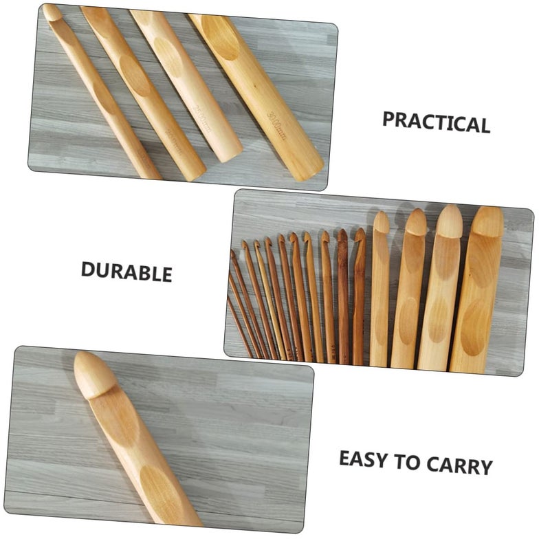 Wooden Handle Crochet Hooks Set of 3 Ergonomic Knitting Needles Wear Resistant for Sweater - Image 3