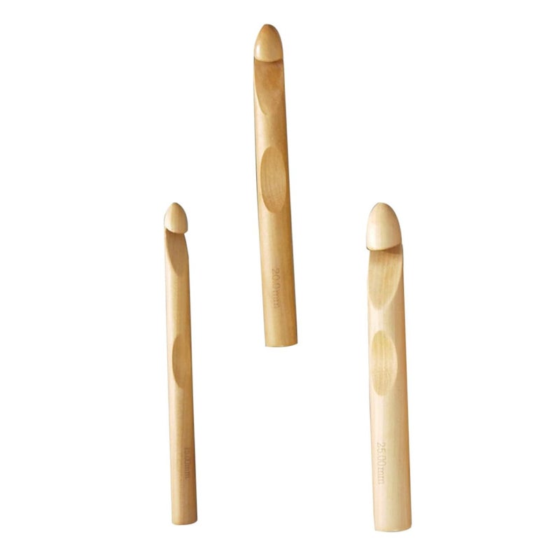Wooden Handle Crochet Hooks Set of 3 Ergonomic Knitting Needles Wear Resistant for Sweater - Image 2