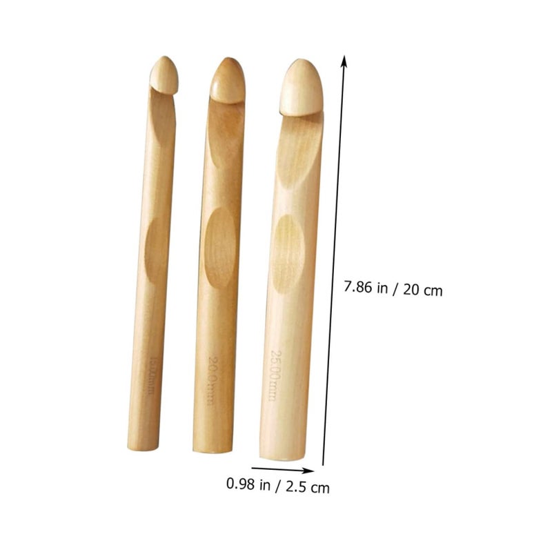 Wooden Handle Crochet Hooks Set of 3 Ergonomic Knitting Needles Wear Resistant for Sweater - Image 4