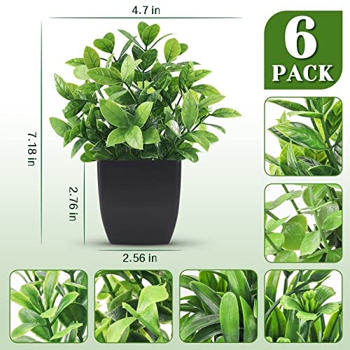 Der Rose 6 Pack Fake Plants Mini Artificial Plants for Home Office Farmhouse Bathroom Shelf Decor Indoor - Image 3