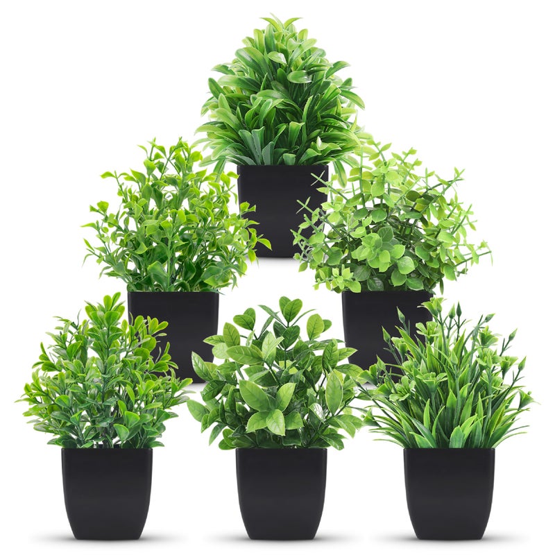 Der Rose 6 Pack Fake Plants Mini Artificial Plants for Home Office Farmhouse Bathroom Shelf Decor Indoor - Image 2