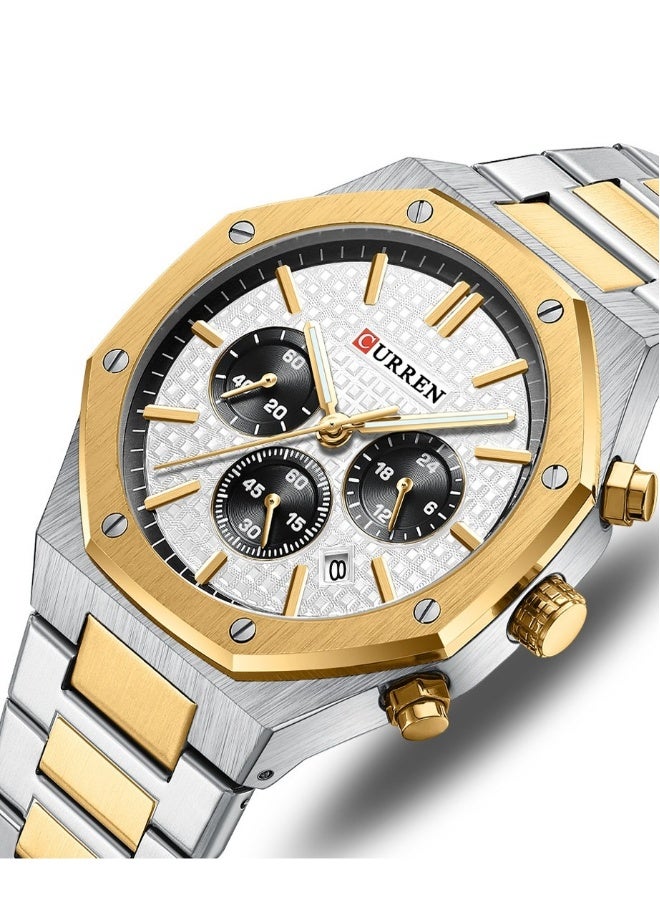 CURREN CURREN 8440M Men Quartz Bussiness Watch Stainless Steel Band Alloy Case Fashion Multifunction Wristwatch Abrastion Resistant Glass 3ATM Luminous Display Chronograph Calendar Date Watches - Image 2