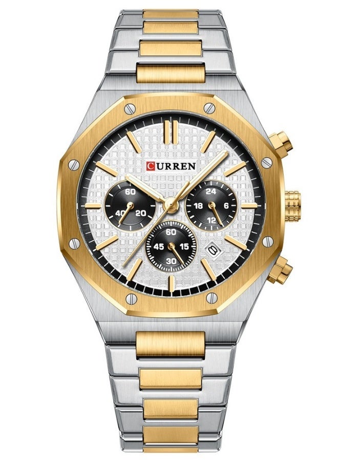 CURREN CURREN 8440M Men Quartz Bussiness Watch Stainless Steel Band Alloy Case Fashion Multifunction Wristwatch Abrastion Resistant Glass 3ATM Luminous Display Chronograph Calendar Date Watches - Image 1