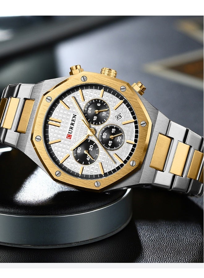 CURREN CURREN 8440M Men Quartz Bussiness Watch Stainless Steel Band Alloy Case Fashion Multifunction Wristwatch Abrastion Resistant Glass 3ATM Luminous Display Chronograph Calendar Date Watches - Image 4