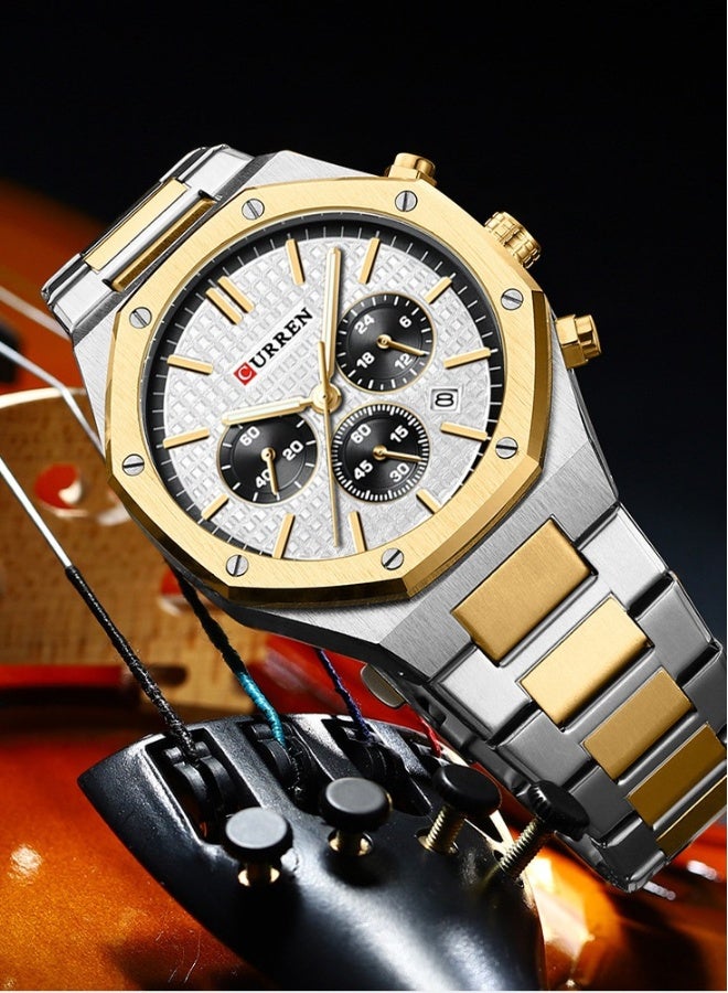 CURREN CURREN 8440M Men Quartz Bussiness Watch Stainless Steel Band Alloy Case Fashion Multifunction Wristwatch Abrastion Resistant Glass 3ATM Luminous Display Chronograph Calendar Date Watches - Image 3