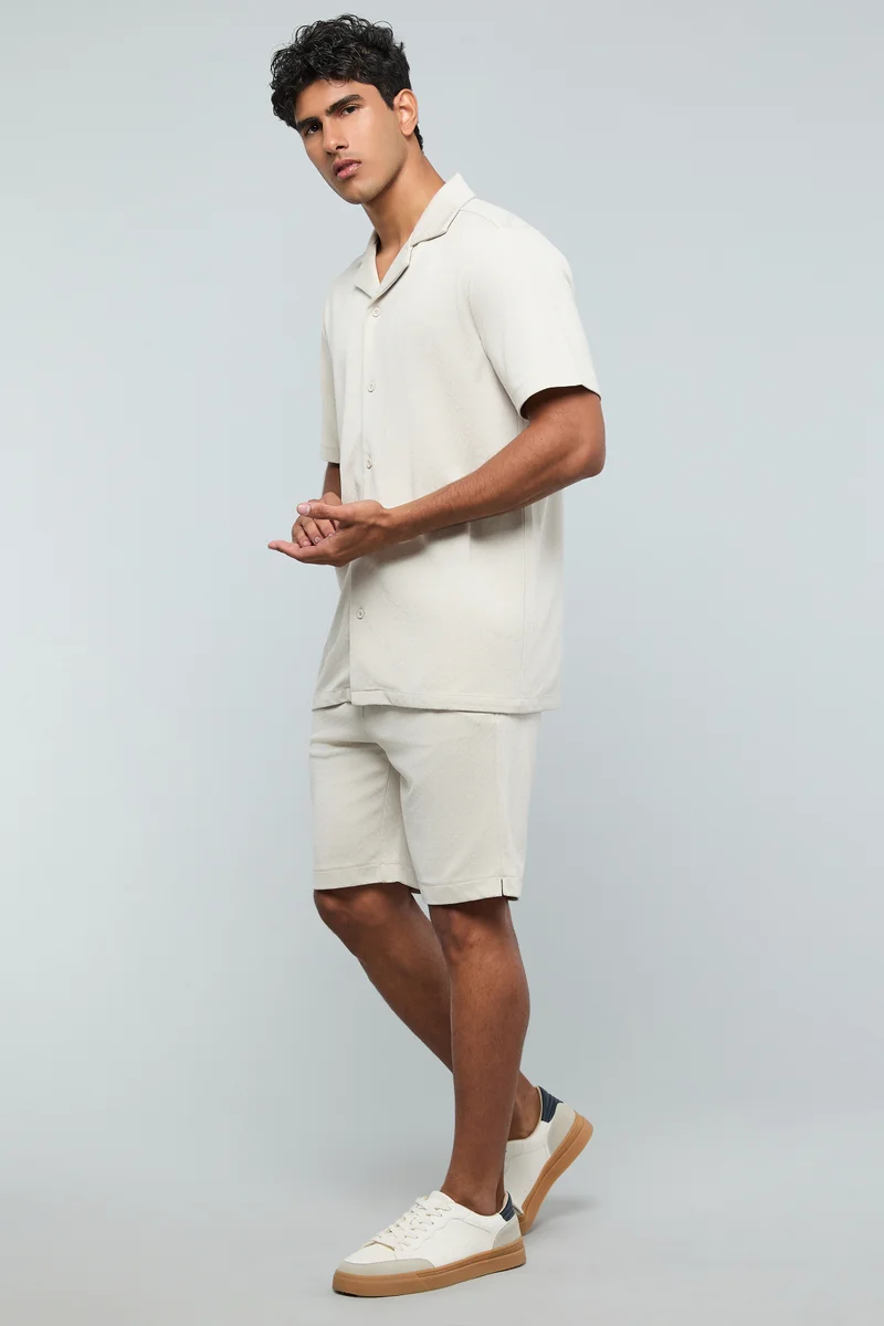 أر أند بي Self Patterned Shorts with Drawstring Waist