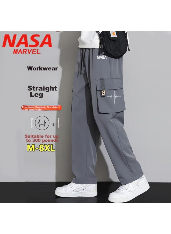 Nasa Marvel Men's Casual Pants Spring Autumn Sports Trousers Loose Trendy Straight-leg Workwear Plus Size Pants Black 4XL - Image 2