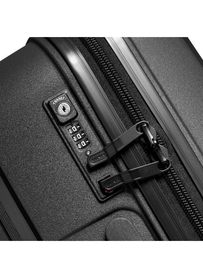DELSEY Belmont + Hardcase Double Wheel Luggage Cabin Trolley Suitcase 55cm Black - Image 3