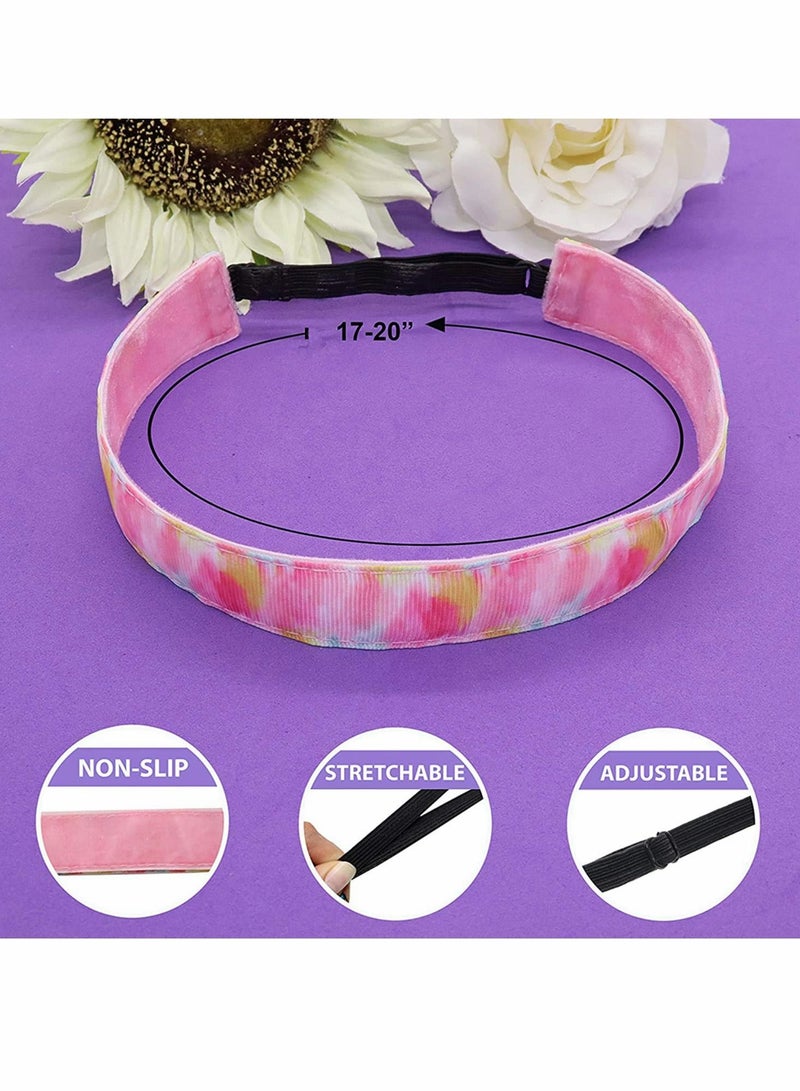Loquat 6 Tie Dye Elastic Headbands for Girls, No Slip Adjustable Multicolour Hair Bands Kids, Stretch Head Band Girl Teens, Cute Nonslip Tie-Dye Accessories Birthday Party Gift - Image 5