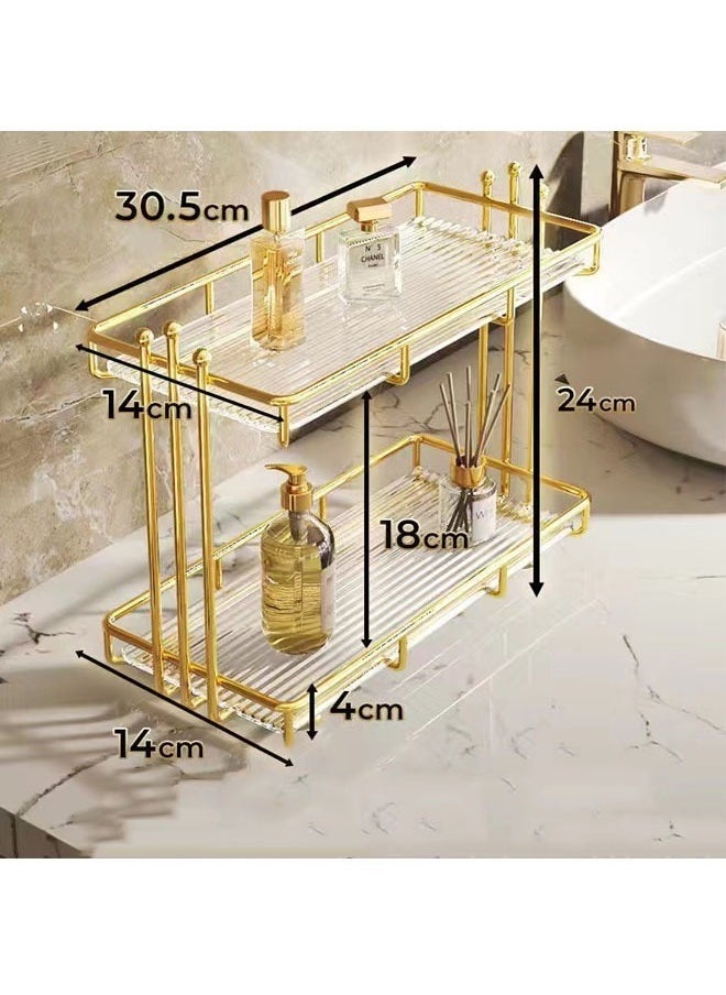 Desktop Storage Rack Bathroom Countertop Storage Rack 2-Layer Storage Rack Perfume Skincare Display Rack Suitable For Bathroom Kitchen Living Room Bedroom (Gold) - pzsku/ZD7FBF4996E309C3F7645Z/45/_/1724146299/74cfec81-5d04-43c8-94eb-dec2b8fe0374