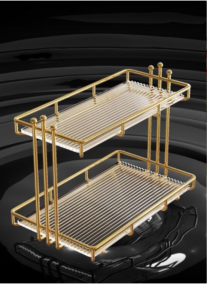 Desktop Storage Rack Bathroom Countertop Storage Rack 2-Layer Storage Rack Perfume Skincare Display Rack Suitable For Bathroom Kitchen Living Room Bedroom (Gold) - pzsku/ZD7FBF4996E309C3F7645Z/45/_/1724146322/c5588b32-bf69-4964-b227-70babd96b00b