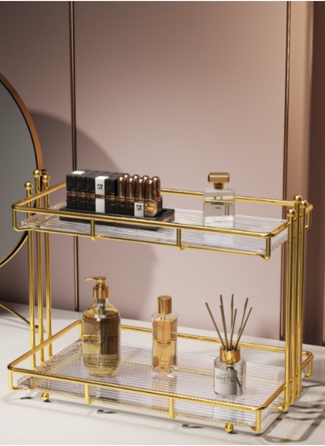 Desktop Storage Rack Bathroom Countertop Storage Rack 2-Layer Storage Rack Perfume Skincare Display Rack Suitable For Bathroom Kitchen Living Room Bedroom (Gold) - pzsku/ZD7FBF4996E309C3F7645Z/45/_/1724221910/46ea9557-3b05-4f96-b6b3-938af5778069