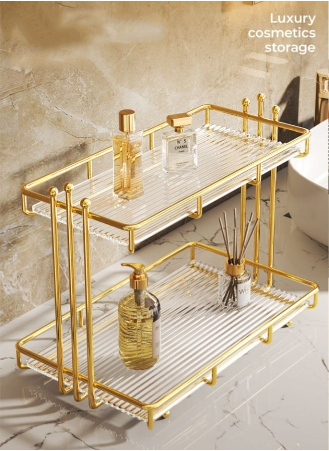 Desktop Storage Rack Bathroom Countertop Storage Rack 2-Layer Storage Rack Perfume Skincare Display Rack Suitable For Bathroom Kitchen Living Room Bedroom (Gold) - pzsku/ZD7FBF4996E309C3F7645Z/45/_/1724221939/d9505bbe-9008-4f69-a279-c608c77d64df