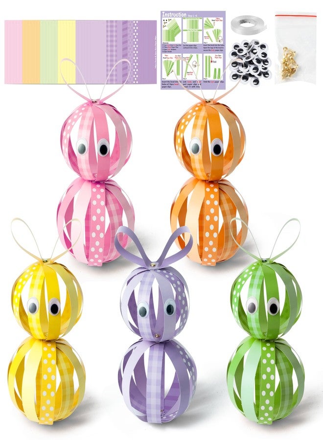 BeYumi 30PCS Easter Bunny Craft Kit for Kids DIY Colorful Strip Rabbit Hanging Decor Crafts Make Your Own Bunny Paper Crafts Easter Party Kindergarten Preschool School Classroom Fun Activities - Image 1
