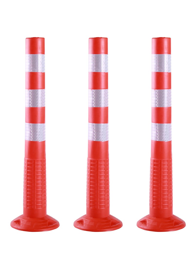 LAWAZIM Traffic Safety Pole -3 Piece 75cm- Reflective Traffic Control Pole with High Visibility Stripes, Durable and Impact-Resistant Safety Marker for Road, Parking Lot, Construction Event Management  - Image 1