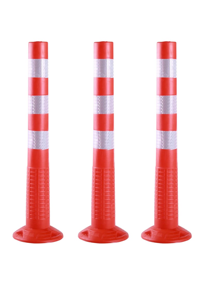 LAWAZIM Pro7 Traffic Safety Pole -3 Piece 75cm- Reflective Traffic Control Pole with High Visibility Stripes, Durable and Impact-Resistant Safety Marker for Road, Parking Lot, Construction Event Management - Image 1