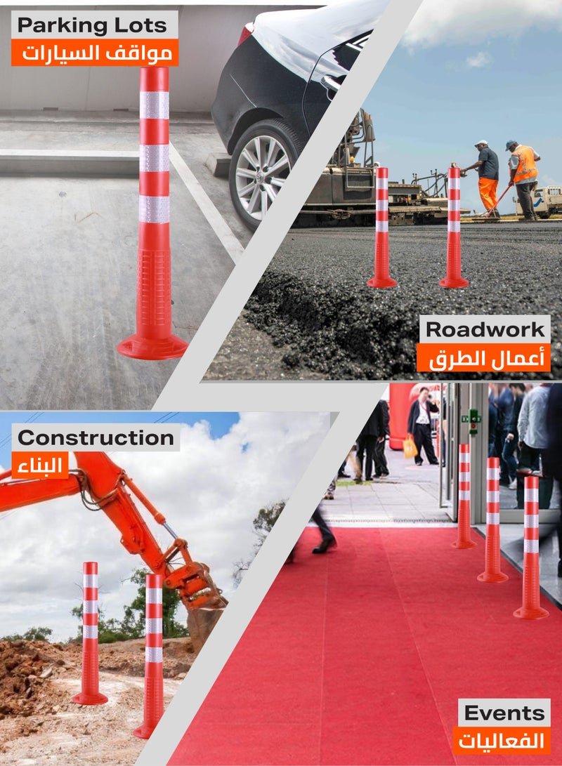 LAWAZIM Pro7 Traffic Safety Pole -3 Piece 75cm- Reflective Traffic Control Pole with High Visibility Stripes, Durable and Impact-Resistant Safety Marker for Road, Parking Lot, Construction Event Management - Image 3