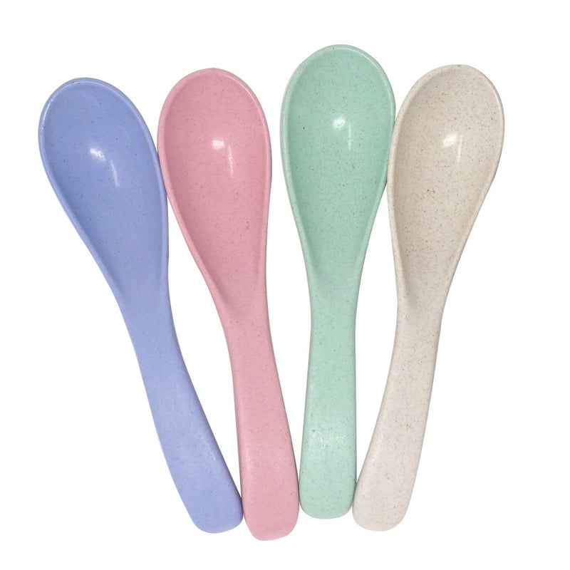 Honbay 4PCS 15cm59Inch Boreal Europe Style EcoFriendly Wheat Straw Colourful Soup Spoons Chinese WonTon Soup Spoon