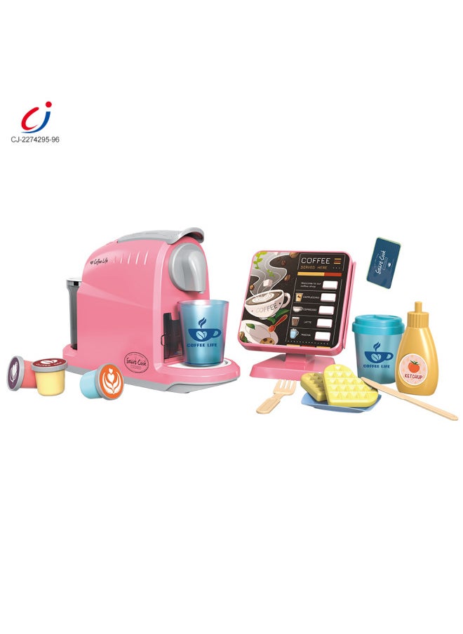 Play Toy Coffee Machine With Order Machine Large Set Simulation Coffee Machine Set Mixer-Specifications:CJ-2274295 Light And Sound Can Be Added With Water Pumping Function, Water Cup Can Be Changed, Ordering Machine With Voice Card Function