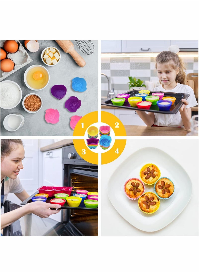 Excefore - Silicone Cupcake Moulds, 20 Pcs Silicone Cupcake Cases Muffin Cases Reusable Silicone Mould Nonstick Bakeware Muffin Cases Baking Liners for Baking Case Moulds Silicone Muffin Cases, Multiple Colours - Image 1