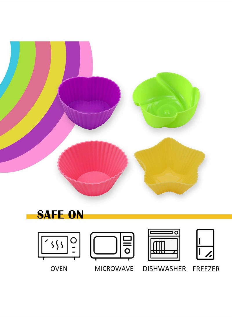 Excefore - Silicone Cupcake Moulds, 20 Pcs Silicone Cupcake Cases Muffin Cases Reusable Silicone Mould Nonstick Bakeware Muffin Cases Baking Liners for Baking Case Moulds Silicone Muffin Cases, Multiple Colours - Image 1