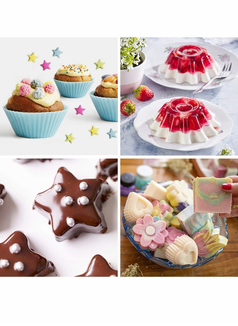 Excefore - Silicone Cupcake Moulds, 20 Pcs Silicone Cupcake Cases Muffin Cases Reusable Silicone Mould Nonstick Bakeware Muffin Cases Baking Liners for Baking Case Moulds Silicone Muffin Cases, Multiple Colours - Image 1