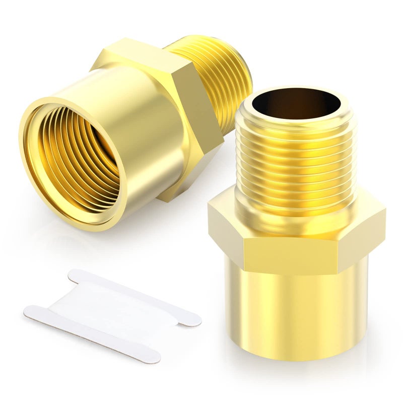 TAISHER 2 PCS Brass Pipe Fitting Adapter 1 NPT Male x 1 G Thread BSP Female