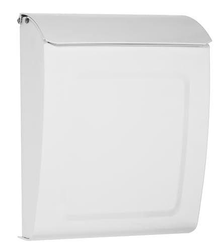 Architectural Mailboxes Aspen™ Locking, Vertical Wall-Mounted Mailbox for Outside, Modern Metal Galvanized Steel Small Mail Box with Lock and Key Drop Box, White - Image 1