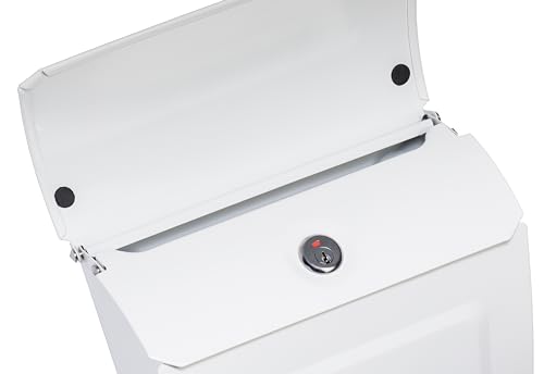 Architectural Mailboxes Aspen™ Locking, Vertical Wall-Mounted Mailbox for Outside, Modern Metal Galvanized Steel Small Mail Box with Lock and Key Drop Box, White - Image 4