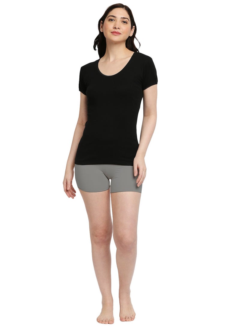 BYC WOMEN'S COTTON UNDERSHIRT - BLACK - Image 1