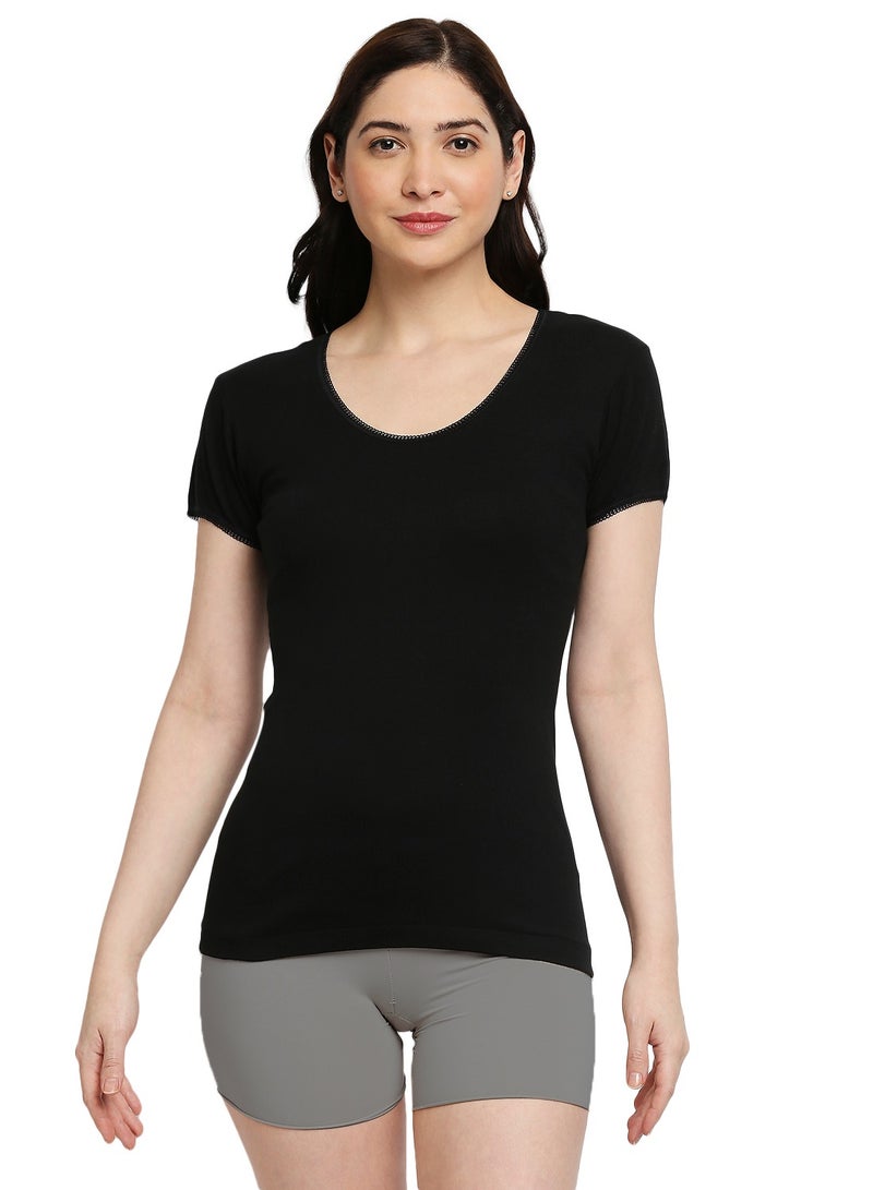BYC WOMEN'S COTTON UNDERSHIRT - BLACK - Image 2