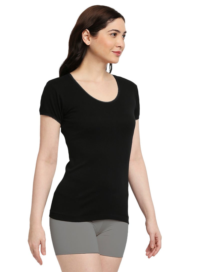 BYC WOMEN'S COTTON UNDERSHIRT - BLACK - Image 3