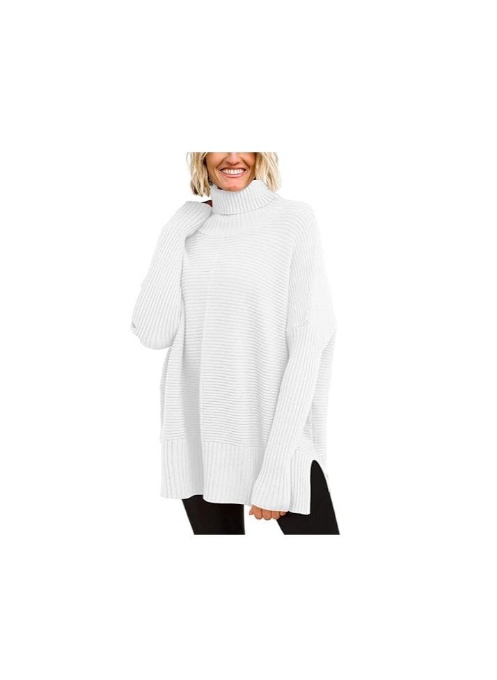 Trendy Oversized Turtleneck Sweater for Women Long Knitted Cozy Pullover Sweaters - Image 3
