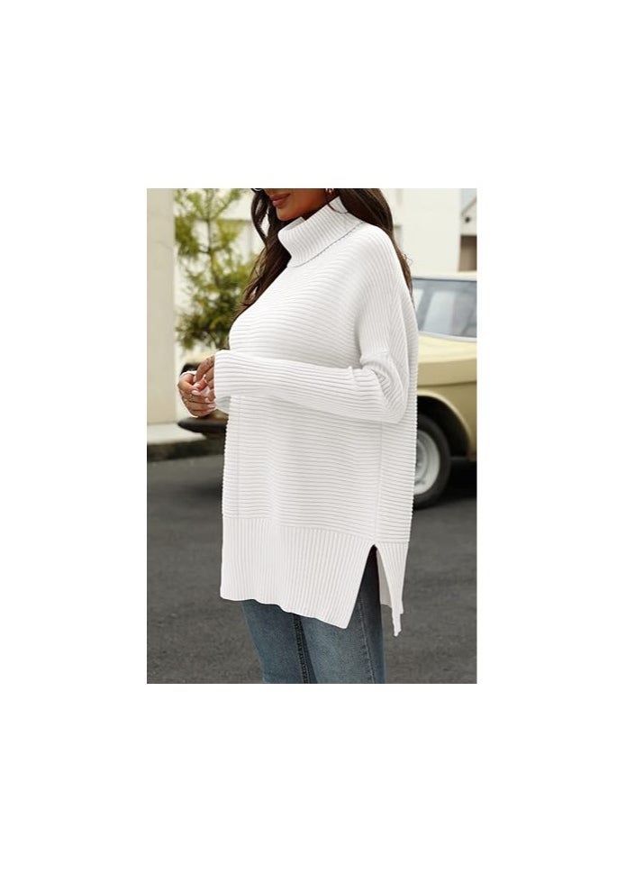 Trendy Oversized Turtleneck Sweater for Women Long Knitted Cozy Pullover Sweaters - Image 5