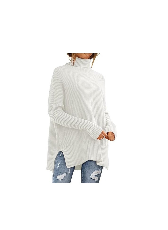 Trendy Oversized Turtleneck Sweater for Women Long Knitted Cozy Pullover Sweaters - Image 1