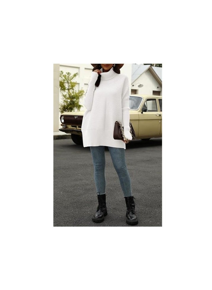 Trendy Oversized Turtleneck Sweater for Women Long Knitted Cozy Pullover Sweaters - Image 4