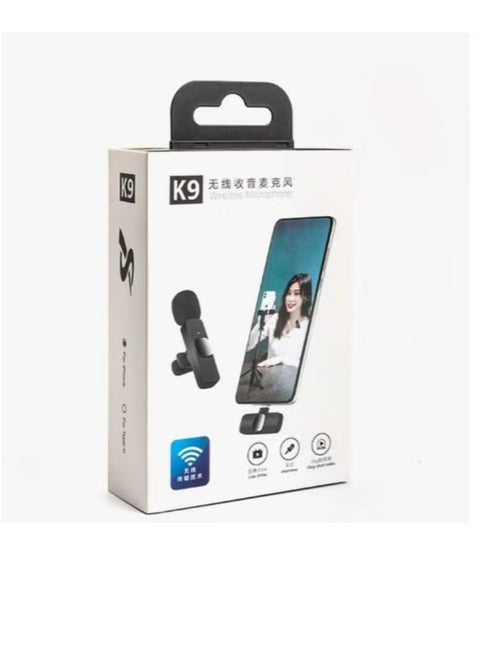 K9 Dual Wireless Microphone for iPhone/Android – Professional Lavalier Mic for Mobile Phone, Vlogging, Live Broadcast, and Video Recording