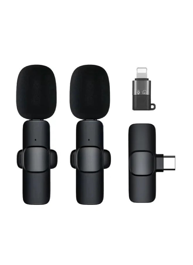K9 Dual Wireless Microphone for iPhone/Android – Professional Lavalier Mic for Mobile Phone, Vlogging, Live Broadcast, and Video Recording