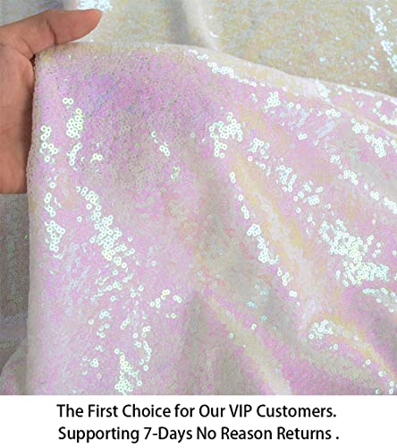 ShiDianYi 3 Feet 1 Yards 1PC Transparent WhiteSequin Fabric, by The Yard, Sequin Fabric, Tablecloth, Linen, Sequin Tablecloth, Table Runner (1Yards 1PC Transparent White) - Image 4