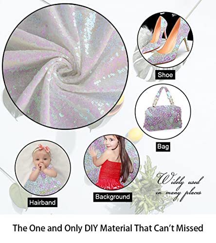 ShiDianYi 3 Feet 1 Yards 1PC Transparent WhiteSequin Fabric, by The Yard, Sequin Fabric, Tablecloth, Linen, Sequin Tablecloth, Table Runner (1Yards 1PC Transparent White) - Image 5